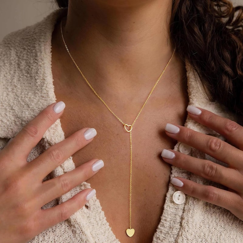Yoosteel Long 14K-Gold-Plated Necklace for Women - Valentines Day Gifts Dainty Y-Shaped Necklaces Lariat Drop Chain Simple Jewelry Trendy Gift for Women - Image 2